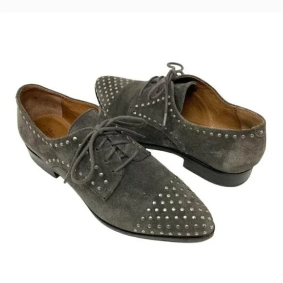 Frye Erica Suede Studded Pointed Toe Oxford Shoes - Size 7 - Picture 1 of 9